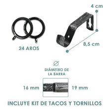 Cargar imagen en el visor de la galería, Barra De Cortinas Universal Extensible Metal Forma S- Negro+Gris
