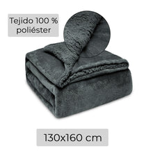Cargar imagen en el visor de la galería, Manta Borreguito Sherpa 130x160cm Reversible Extra Suave-Oscuro