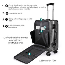 Cargar imagen en el visor de la galería, Juego de 3 Piezas de Maletas Multifunción con USB de Cabina, Grande y Neceser de Policarbonato y ABS-Gris Oscuro