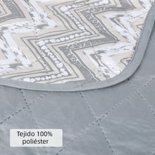 Cargar imagen en el visor de la galería, Colcha Bouti Estampada para Verano y Entretiempo. Incluye Funda de cojín- Zig Zag Gris