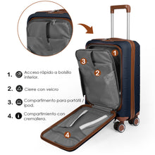 Cargar imagen en el visor de la galería, Maleta de Cabina 55x22x36cm de Polipropileno con Cerradura TSA - Marino