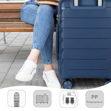 Cargar imagen en el visor de la galería, Maleta de Viaje de Cabina de Polipropileno, Resistente y Ruedas 360º- Azul Marino