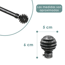 Cargar imagen en el visor de la galería, Barra De Cortinas Universal Extensible Metal Bola Rota. Negro+Gris