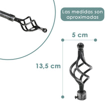 Cargar imagen en el visor de la galería, Barra De Cortinas Universal Extensible Metal Trenza. Negro+Gris