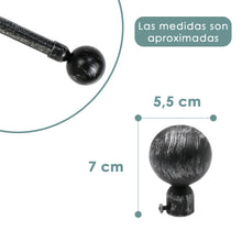 Cargar imagen en el visor de la galería, Barra De Cortinas Universal Extensible Metal Bola. Negro+Gris