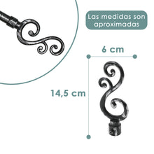 Cargar imagen en el visor de la galería, Barra De Cortinas Universal Extensible Metal Forma S- Negro+Gris