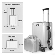 Cargar imagen en el visor de la galería, Maleta de Cabina con Neceser de Policarbonato y ABS con USB- Gris Claro