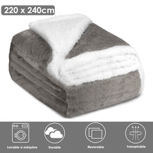 Cargar imagen en el visor de la galería, Manta Borreguito Sherpa Reversible 220x240 Extra Suave- Marrón