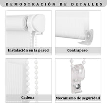 Cargar imagen en el visor de la galería, Estor Enrollable De Doble Capa, Noche y Día, Translúcido y Oscurecido Blanco