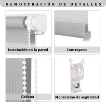 Cargar imagen en el visor de la galería, Estor Enrollable De Doble Capa, Noche y Día, Translúcido y Oscurecido Gris