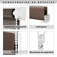 Cargar imagen en el visor de la galería, Estor Enrollable De Doble Capa, Noche y Día, Translúcido y Oscurecido Marron
