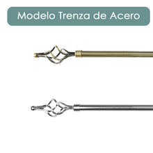 Cargar imagen en el visor de la galería, Barra De Cortinas Universal Extensible Acero Trenza. Plata