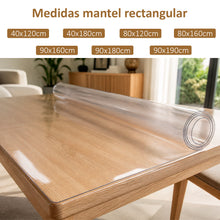 Cargar imagen en el visor de la galería, Protector de Mesa Transparente de PVC, Mantel Grueso 1,5 mm Impermeable, Anti manchas -Mesa Rectangular y Redonda