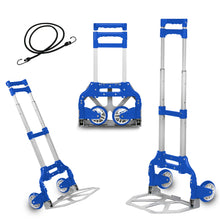 Cargar imagen en el visor de la galería, Carretilla Plegable de Aluminio+Cuerda, Soporta hasta 70KG- Azul