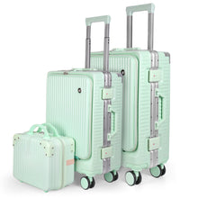 Cargar imagen en el visor de la galería, Juego de 3 Piezas de Maletas Multifunción con USB de Cabina, Grande y Neceser de Policarbonato y ABS-Verde