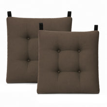 Cargar imagen en el visor de la galería, Cojines para Silla de 40x40x8cm Acolchados con Cintas de Sujeción Antideslizantes- Marrón