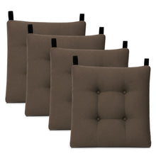 Cargar imagen en el visor de la galería, Cojines para Silla de 40x40x8cm Acolchados con Cintas de Sujeción Antideslizantes- Marrón
