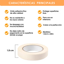 Cargar imagen en el visor de la galería, Cinta de carrocero para pintar y enmascarar. Disponible en pack de 6-18/24mm x20m.