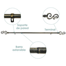 Cargar imagen en el visor de la galería, Barra De Cortinas Universal Extensible Metal Forma S- Negro+Dorado