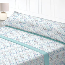 Cargar imagen en el visor de la galería, Juego Sábanas Estampadas de Verano y Entretiempo 100% Poliéster- Rombos