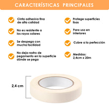 Cargar imagen en el visor de la galería, Cinta de carrocero para pintar y enmascarar. Disponible en pack de 12-18/24mm x20m.