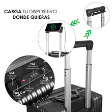 Cargar imagen en el visor de la galería, Maleta de Cabina con Neceser de Policarbonato y ABS con USB- Negro