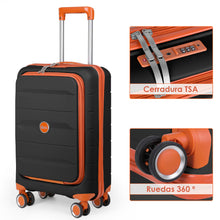 Cargar imagen en el visor de la galería, Maleta de Cabina 55x22x36cm de Polipropileno con Cerradura TSA - Negro
