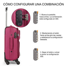 Cargar imagen en el visor de la galería, Juego de Maletas 3pcs Cabina, Mediana y Grande de Tela, Maleta Expandible- Burdeos