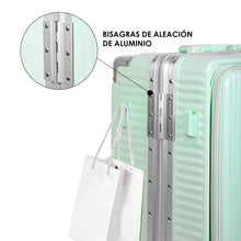 Cargar imagen en el visor de la galería, Juego de 3 Piezas de Maletas Multifunción con USB de Cabina, Grande y Neceser de Policarbonato y ABS-Verde