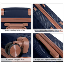 Cargar imagen en el visor de la galería, Maleta de Viaje de Cabina de Polipropileno, Ruedas Dobles 360º- Azul Marino