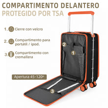 Cargar imagen en el visor de la galería, Maleta de Cabina 54x24x35cm de Polipropileno, Abertura Superior y Cerradura TSA - Negro