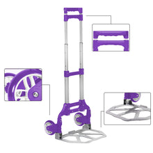 Cargar imagen en el visor de la galería, Carretilla Plegable de Aluminio+Cuerda, Soporta hasta 70KG- Lila