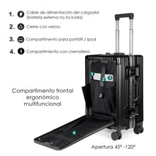 Cargar imagen en el visor de la galería, Maleta de Cabina con Neceser de Policarbonato y ABS con USB- Negro