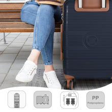 Cargar imagen en el visor de la galería, Maleta de Viaje de Cabina de Polipropileno, Ruedas Dobles 360º- Azul Marino