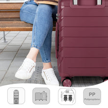 Cargar imagen en el visor de la galería, Maleta de Viaje de Cabina de Polipropileno, Resistente y Ruedas 360º- Burdeos