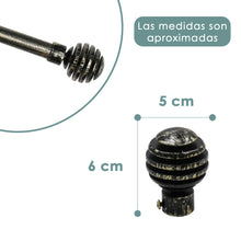 Cargar imagen en el visor de la galería, Barra De Cortinas Universal Extensible Metal Bola Rota. Negro+Dorado