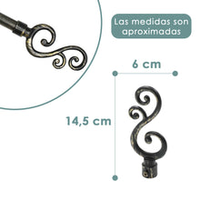 Cargar imagen en el visor de la galería, Barra De Cortinas Universal Extensible Metal Forma S- Negro+Dorado