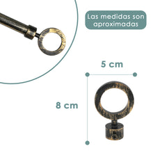 Cargar imagen en el visor de la galería, Barra De Cortinas Universal Extensible Metal Aro. Negro+Dorado