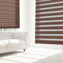 Cargar imagen en el visor de la galería, Estor Enrollable De Doble Capa, Noche y Día, Translúcido y Oscurecido Marron