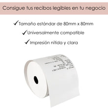 Cargar imagen en el visor de la galería, Rollo de Papel Térmico de 80x80x12mm Sin Bisphenol A para Impresora Térmica- 50 rollos