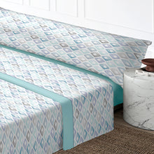 Cargar imagen en el visor de la galería, Juego Sábanas Estampadas de Verano y Entretiempo 100% Poliéster- Rombos