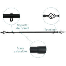 Cargar imagen en el visor de la galería, Barra De Cortinas Universal Extensible Metal Trenza. Negro