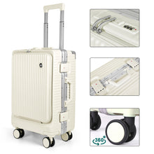 Cargar imagen en el visor de la galería, Juego de 3 Piezas de Maletas Multifunción con USB de Cabina, Grande y Neceser de Policarbonato y ABS- Hueso