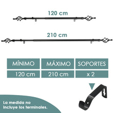 Cargar imagen en el visor de la galería, Barra De Cortinas Universal Extensible Metal Trenza. Negro