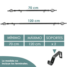 Cargar imagen en el visor de la galería, Barra De Cortinas Universal Extensible Metal Trenza. Negro