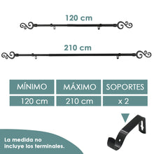 Cargar imagen en el visor de la galería, Barra De Cortinas Universal Extensible Metal Forma S- Negro
