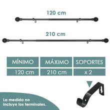 Cargar imagen en el visor de la galería, Barra De Cortinas Universal Extensible Metal Bola Rota. Negro