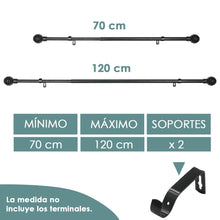 Cargar imagen en el visor de la galería, Barra De Cortinas Universal Extensible Metal Bola Rota. Negro