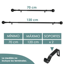 Cargar imagen en el visor de la galería, Barra De Cortinas Universal Extensible Metal Bola. Negro