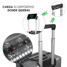 Cargar imagen en el visor de la galería, Maleta de Cabina con Neceser de Policarbonato y ABS con USB- Gris Oscuro